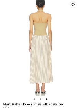 LNA Hart Halter Maxi Dress in Sandbar Stripe (Cream, Tan)